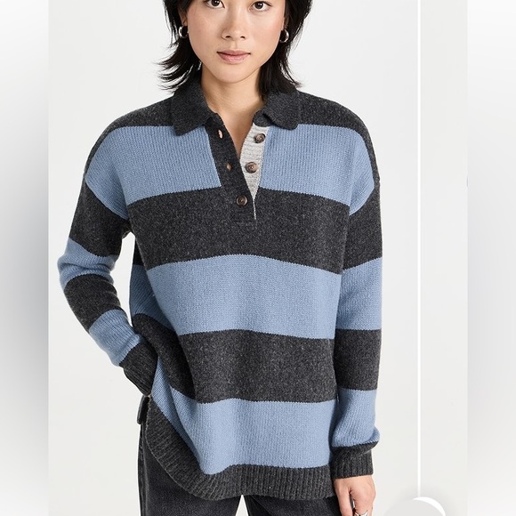 Madewell Sweaters - Madewell Jill Stripe Rugby Polo Top NWT (sku 112)